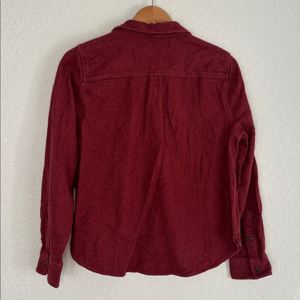 Madewell Flannel Shirt Zip Front Popover Burgundy Pockets Fall Western Cozy - Picture 8 of 8